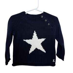 Joules Kids Sweater 9-12 Months Navy White Star Knit Long Sleeve Sweater NWT
